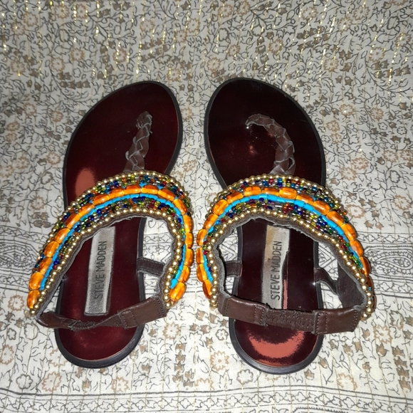 Steve Madden Gladiator Style Ornate Beaded Sandals Women's Size 6.5 - Picture 4 of 11